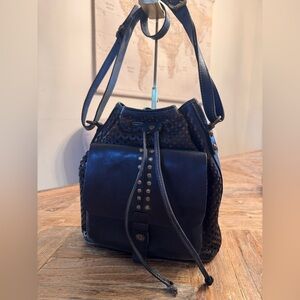 Patricia Nash Blue Leather Bucket Bag